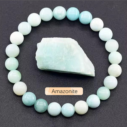 Natural 8mm Handmade Apatite Sunstone Agate Crystal Gemstone Beaded Jewelry Bracelet
