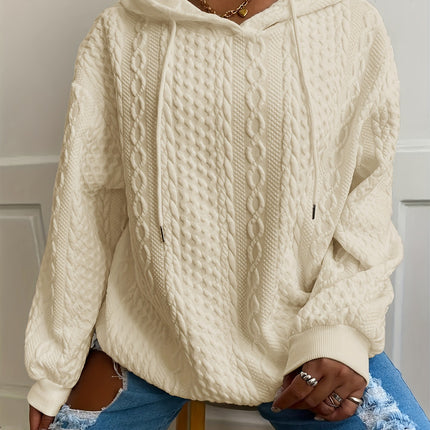 Cozy Women’s Ribbed Knit Hoodie – Casual Long Sleeve Pullover Sweatshirt