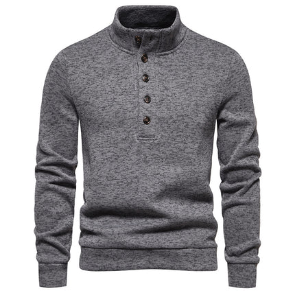 Men’s High Neck Button Up Knit Sweater Pullover