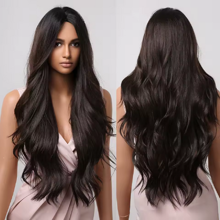 Women’s 27 Inch Curly Natural Black Full Wig with Realistic Hairline