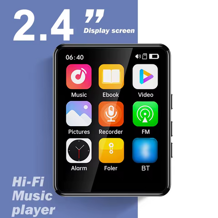 2.4 inch Full Touch Screen Bluetooth 5.3 HIFI MP3 Music MP4 Video Player