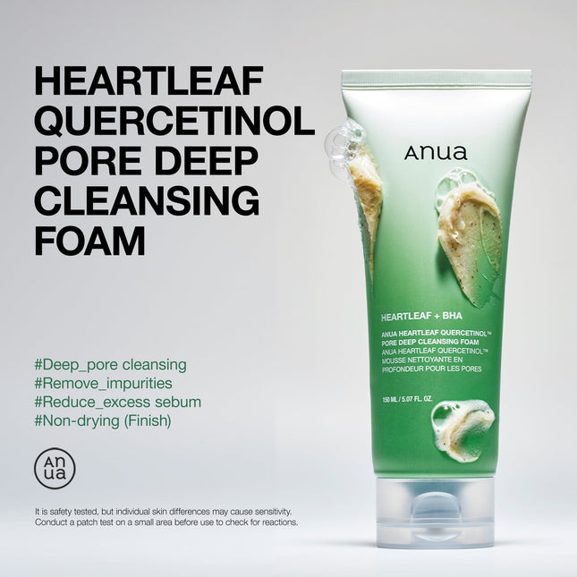ANUA Heartleaf Quercetinol Cleansing Foam 5.07 fl.oz. (150ml) / Deep Pores & Blackheads Care