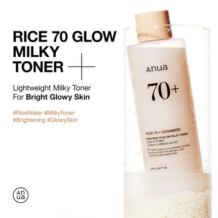 ANUA Rice 70% Glow Milky Toner Moisturizing Toner for Smooth and Glowing Skin
