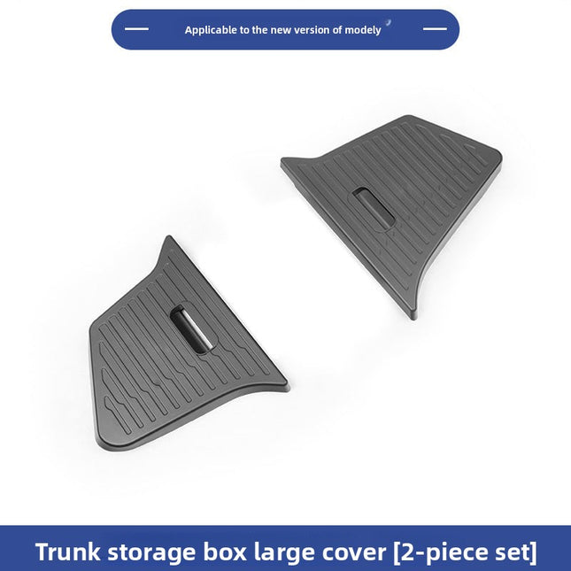 Tesla Model Y Trunk Side Storage Box Set | TPE Waterproof Organizer with Pull Handle Cover 4 Piece