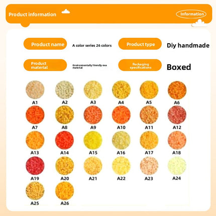 1000 Piece Mini Fuse Beads Set A/Yellow series 2.6mm |Same Color & Style as MARD, PE EVA Flat Puzzle Board DIY Craft Toy for Beginners