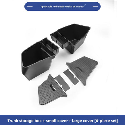 Tesla Model Y Trunk Side Storage Box Set | TPE Waterproof Organizer with Pull Handle Cover 4 Piece