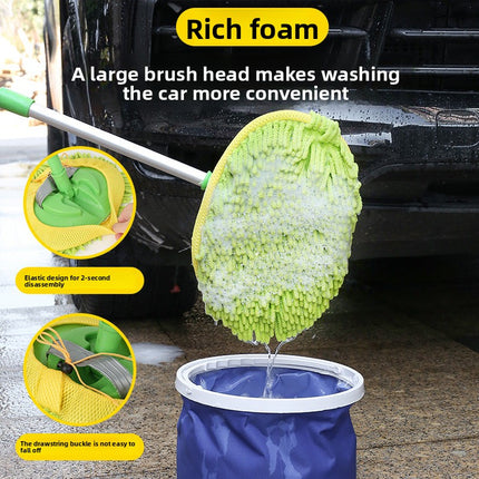 3-Section Telescopic Car Wash Brush with Aluminum Alloy Handle for Effortless Cleaning