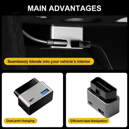 Tesla Model 3/Y Juniper OBD Hub Adapter 36W USB-A & USB-C Dual Port Fast Charger